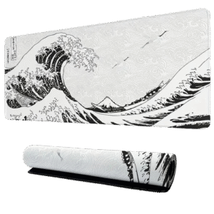 White Wave Art Design Mousepad 90x40cm