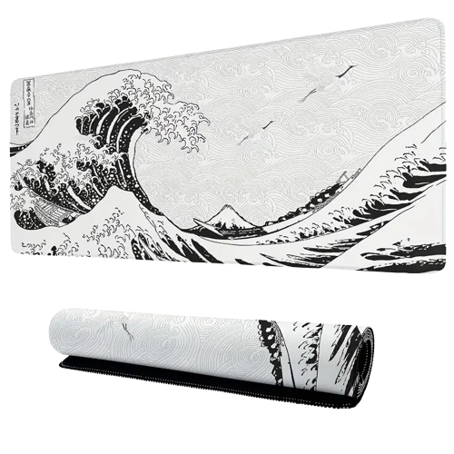 White Wave Art Design Mousepad 90x40cm