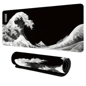 Black & White Wave Mouse Pad 90x40cm