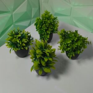 4 pcs Artificial Potted Plants (black/green)
