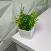 4 pcs Artificial Potted Plants (white/green) (pot carré)