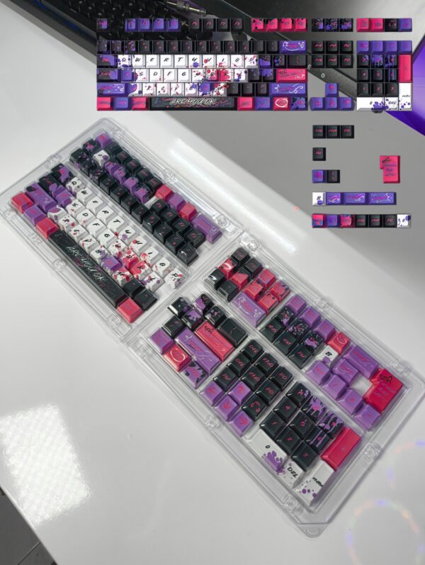 Keycaps with Red And Blue Graffiti