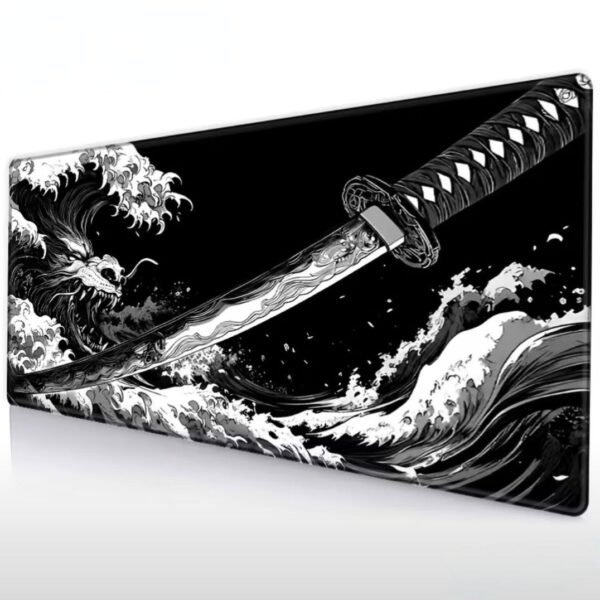 MOUSEPAD black ocean wave & japanese katana