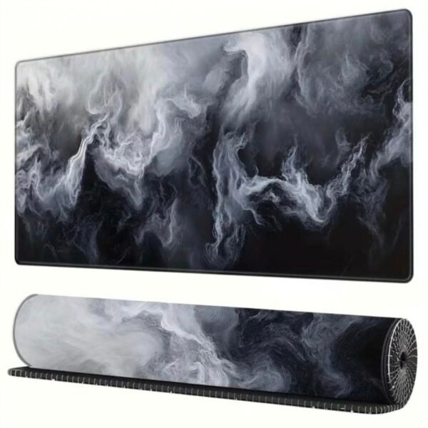 MOUSEPAD Black & White Smoke Marble 90x40cm